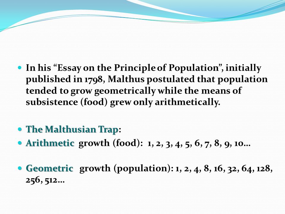 malthus t. (1798) an essay on population